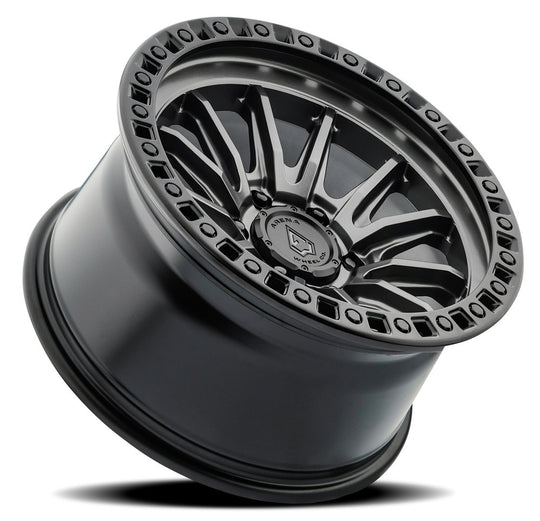 A103209082P02005 - Arena Mission 20X9 8X165.1 20mm Satin Gun Metal Center Satin Black Lip - Arena Wheels Canada