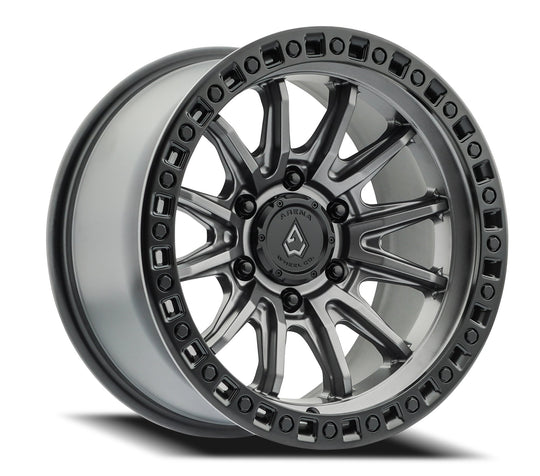 A103179075P00005 - Arena Mission 17X9 5X127 0mm Satin Gun Metal Center Satin Black Lip - Arena Wheels Canada