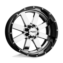 Load image into Gallery viewer, MO200-20128044NCB - Moto Metal MO200 20X12 8X165.1 -44 mm Chrome Center Gloss Black Milled Lip - Moto Metal Wheels Canada