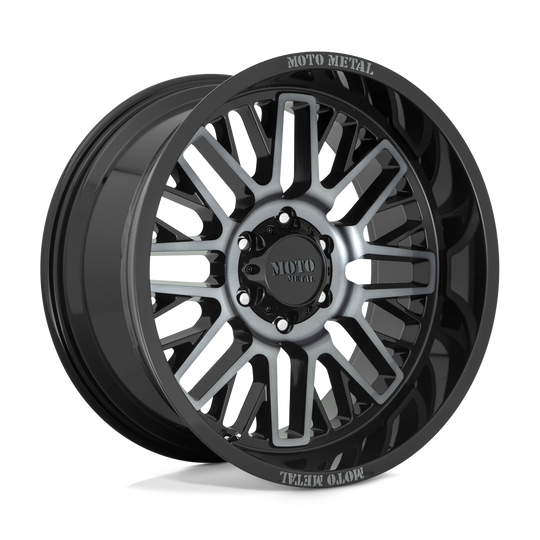 MO80229068418 - Moto Metal MO802 20X9 6X139.7  18mm Gloss Black Machined With Gray Tint - Moto Metal Wheels Canada