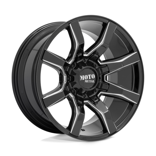 MO80429078918 - Moto Metal MO804 Spider 20X9 6X139.7 / 6X120 18mm Gloss Black Milled - Moto Metal Wheels Canada
