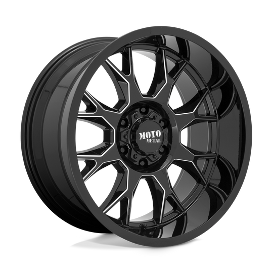 MO80629068300 - Moto Metal MO806 20X9 6X139.7  0mm Gloss Black Milled - Moto Metal Wheels Canada