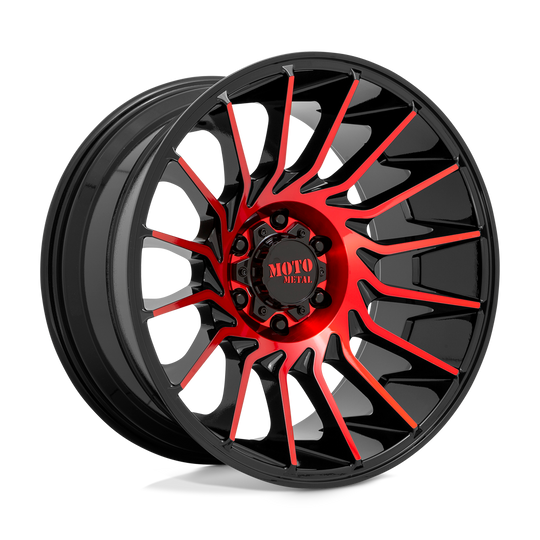 MO80721087918N - Moto Metal MO807 20X10 8X170 -18 mm Gloss Black Machined With Red Tint - Moto Metal Wheels Canada