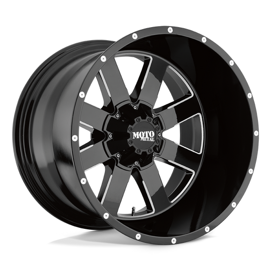 MO96289080300US - Moto Metal MO962 18X9 8X165.1  0mm Gloss Black Milled - Moto Metal Wheels Canada