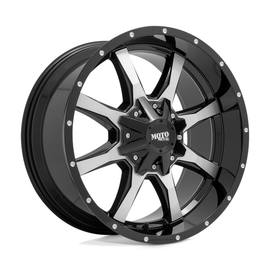 MO97021088312 - Moto Metal MO970 20X10 8X180  12mm Gloss Black Machined Face - Moto Metal Wheels Canada
