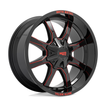 Load image into Gallery viewer, MO970210353C18N - Moto Metal MO970 20X10 5X127 / 5X139.7 -18mm Gloss Black Milled With Red Tint &amp; Moto Metal On Lip - Moto Metal Wheels Canada
