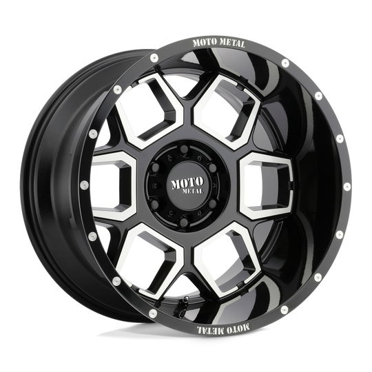 MO98121050324N - Moto Metal MO981 Spade 20X10 5X127 -24 mm Gloss Black Machined - Moto Metal Wheels Canada