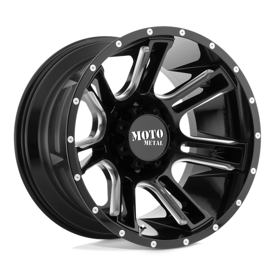 MO98229087300 - Moto Metal MO982 Amp 20X9 8X170  0mm Gloss Black Milled - Moto Metal Wheels Canada