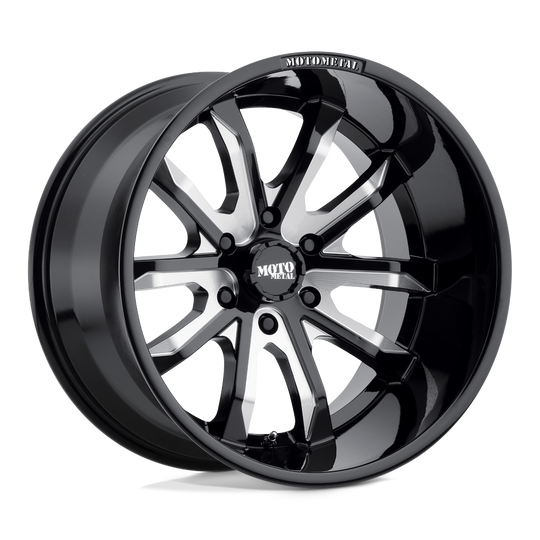 MO98329063330 - Moto Metal MO983 Dagger 20X9 6X135  30mm Gloss Black Milled - Moto Metal Wheels Canada