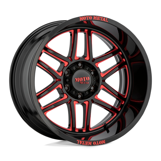 MO99221080918N - Moto Metal MO992 Folsom 20X10 8X165.1 -18 mm Gloss Black Milled With Red Tint - Moto Metal Wheels Canada