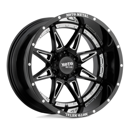 MO99329068300 - Moto Metal MO993 Hydra 20X9 6X139.7  0mm Gloss Black Milled - Moto Metal Wheels Canada
