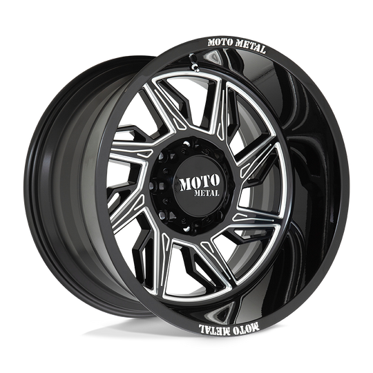 MO99721087318NR - Moto Metal MO997 Hurricane 20X10 8X170 -18 mm Gloss Black Milled - Right Directional - Moto Metal Wheels Canada