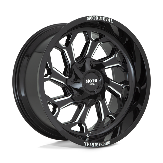 MO99921087318N - Moto Metal MO999 20X10 8X170 -18 mm Gloss Black Milled - Moto Metal Wheels Canada