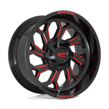 Charger l'image dans la galerie, MO99922235944N - Moto Metal MO999 22X12 5X127 / 5X139.7 -44mm Gloss Black Milled With Red Tint - Moto Metal Wheels Canada