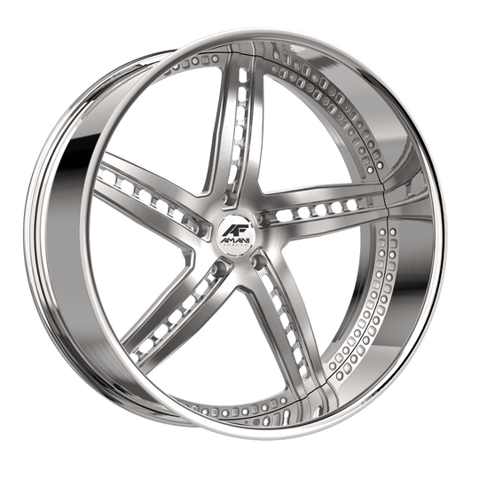 MON2610520L82F5BCR - Amani Monero-L 26X10 5X127 5mm Brush Center Chrome Lip - Amani Wheels Canada
