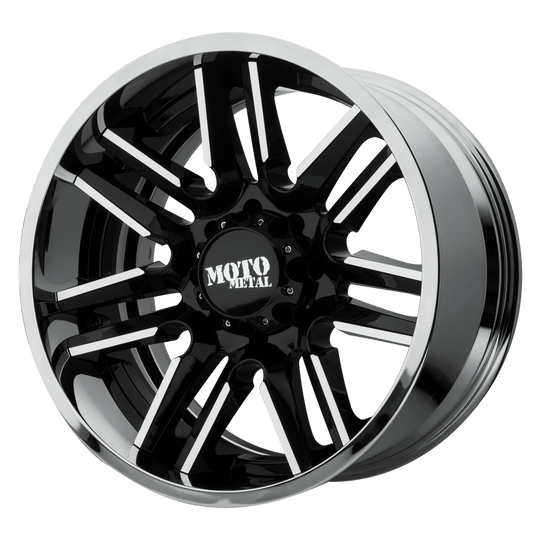 MO202-20126344NBC - Moto Metal MO202 20X12 6X135 -44 mm Gloss Black Machined Center Chrome Lip - Moto Metal Wheels Canada