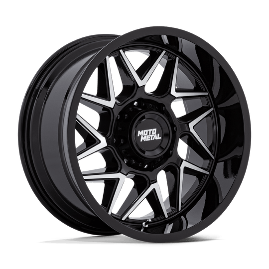 MO812BD20908001 - Moto Metal MO812 Turbine 20X9 8X165.1 1mm Gloss Black W Machined Face - Moto Metal Wheels Canada