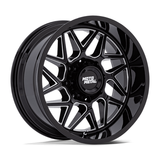 MO812BE20108518N - Moto Metal MO812 Turbine 20X10 5X139.7 -18mm Gloss Black Milled - Moto Metal Wheels Canada
