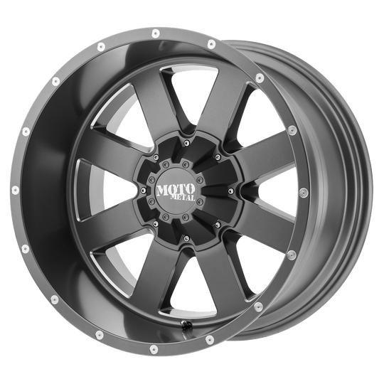 MO96281288444N - Moto Metal MO962 18X12 8X180 -44 mm Satin Gray Milled - Moto Metal Wheels Canada