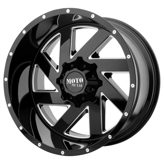 MO98822280344N - Moto Metal MO988 Melee 22X12 8X165.1 -44 mm Gloss Black Milled - Moto Metal Wheels Canada