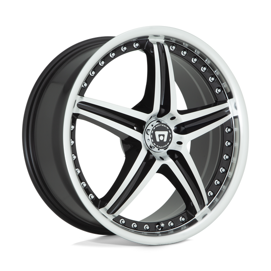 MR10767042345 - Motegi MR107 D5S 16X7 5X110  45mm Gloss Black Machined - Motegi Wheels Canada