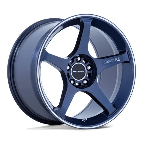 MR159LD18955200 - Motegi MR159 Battle V 18X9.5 5X120 ET 0mm Obsidian Blue Machine Lip Stripe - Motegi Wheels Canada