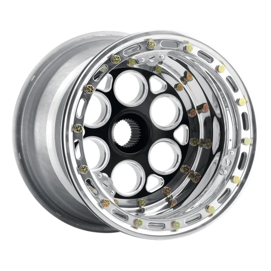 734B-31033 - Weld Racing Magnum Midget Sprint 13X10 31-Spline ET 0mm Black Center - Polished Shell - Weld Racing Wheels Canada
