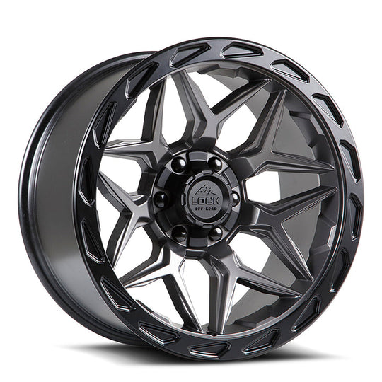 MATRIX-7936MGMBR - Lock Offroad Matrix 17X9 6X135 / 6X139.7 ET 0mm Matte Grey With Black Ring - Lock Offroad Wheels Canada