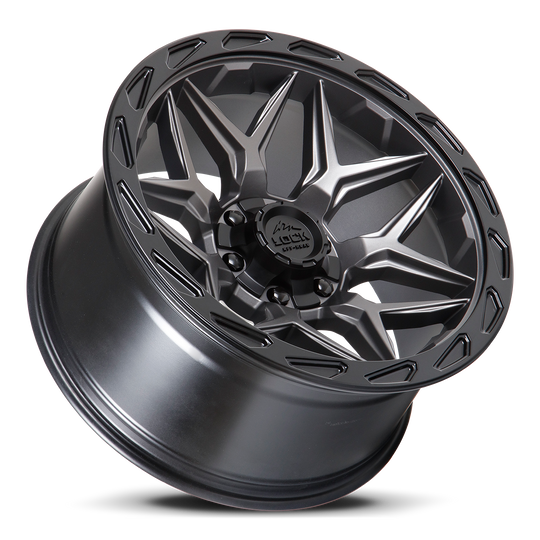 MATRIX-221088MGMBR - Lock Matrix 22X10 8X180 -18mm Matte Grey With Matte Black Ring - Lock Wheels Canada