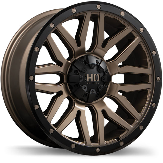 F240-1780-66ZB+00C781 - Fast HD Menace 17X8 6X114.3 / 6X120.65 0mm Satin Bronze With Black Trim - Fast HD Wheels Canada