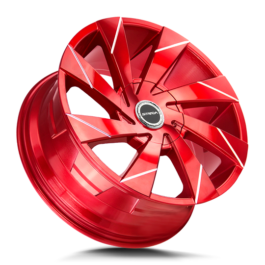 S62000035R - Strada S62 Moto 20X8.5 BLANK 35mm Candy Red - Strada Wheels Canada