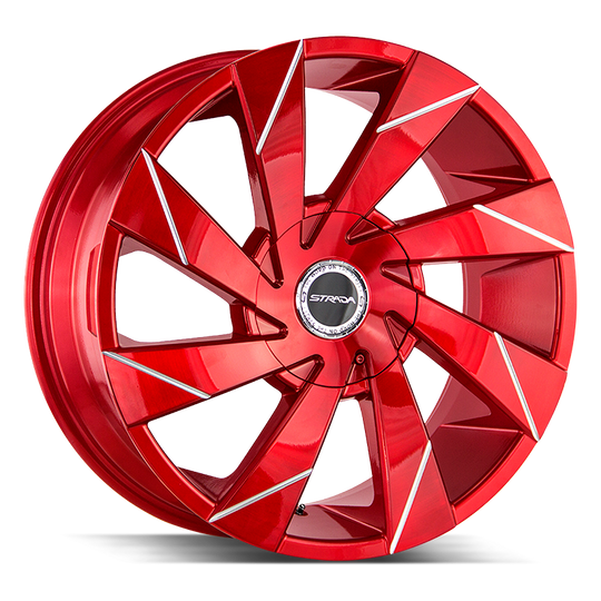 S62000035R - Strada S62 Moto 20X8.5 BLANK 35mm Candy Red - Strada Wheels Canada