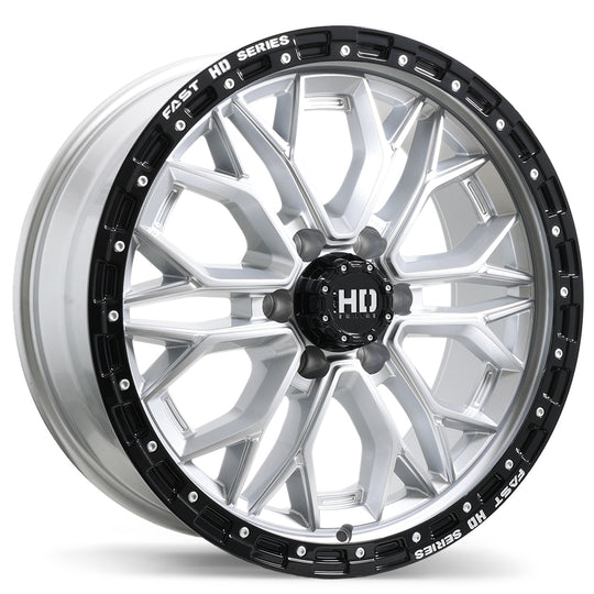 F276-2090-83SB+00C780 - Fast HD Muramasa 20X9 6X139.7 0mm Gloss Silver with Black Lip - Fast HD Wheels Canada