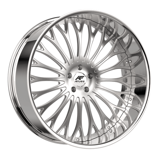 NAP2893BL83F1BCX - Amani Napoliano 28X9 Blank 1mm Brush Center Chrome Lip - Amani Wheels Canada
