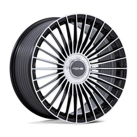 NC282BD20055N38 - Niche NC282 Serene 20X10.5 5X112 / 5X120 ET 38mm Gloss Black With Machined Face - Niche Wheels Canada