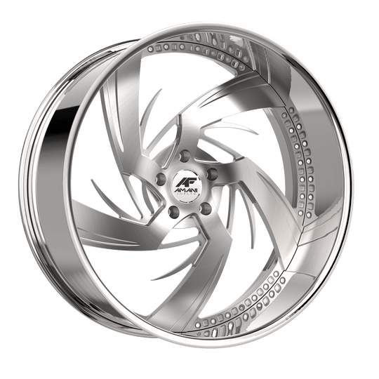 NEO269320R82F1BCR - Amani Neo 26X9 5X127 1mm Brush Center Chrome Lip - Amani Wheels Canada
