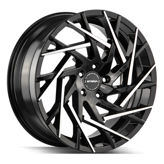 S64451515GBMT - Strada S64 Nido 24X9.5 5x115 15mm Gloss Black Machined Tips - Strada Wheels Canada