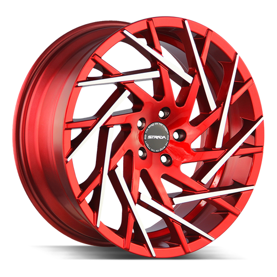S64052035RMT - Strada S64 Nido 20X8.5 5x120 35mm Candy Red Machined Tips - Strada Wheels Canada