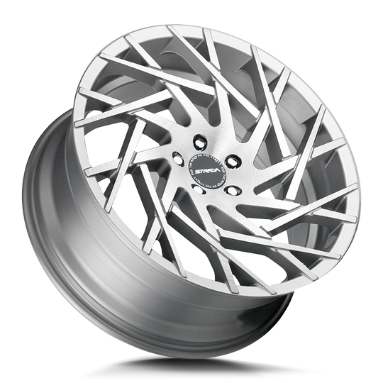 S64000035BFS - Strada S64 Nido 20X8.5 BLANK 35mm Brushed Face Silver - Strada Wheels Canada