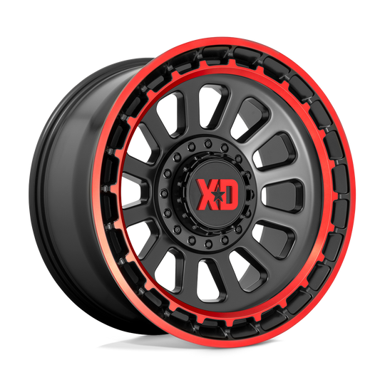 XD85679035900 - XD XD856 Omega 17X9 5X127 / 5X139.7 0mm Satin Black Machined Lip With Red Tint - XD Wheels Canada