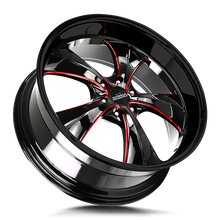Load image into Gallery viewer, C02400015GBMLR - Strada Street Classics C02 Old Skool 24X10 BLANK 15mm Gloss Black Candy Red Milled - Strada Street Classics Wheels Canada