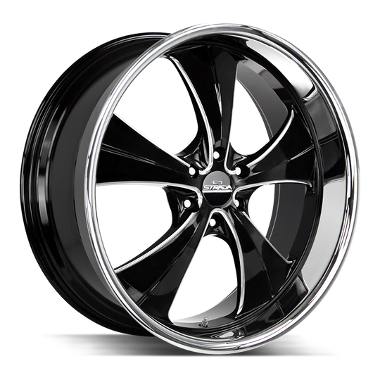 C02463524GBMLSS - Strada Street Classics C02 Old Skool 24X10 6X135 24mm Gloss Black Milled Ss Lip - Strada Street Classics Wheels Canada