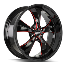 Load image into Gallery viewer, C02452715GBMLR - Strada Street Classics C02 Old Skool 24X10 5X127 15mm Gloss Black Candy Red Milled - Strada Street Classics Wheels Canada