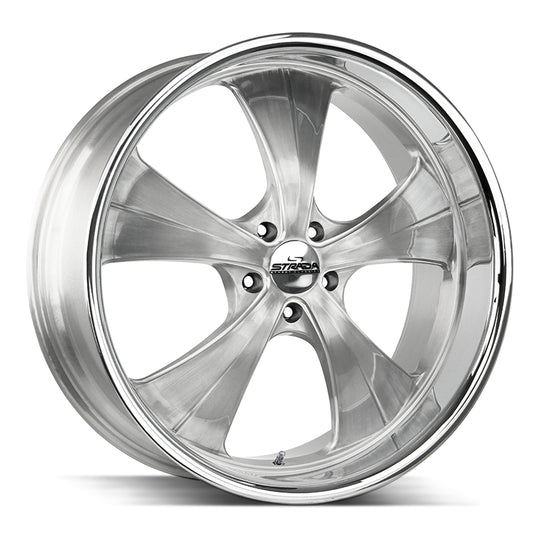 C02451515BFSMLSS - Strada Street Classics C02 Old Skool 24X10 5X115 15mm Brushed Face Silver Milled Ss - Strada Street Classics Wheels Canada