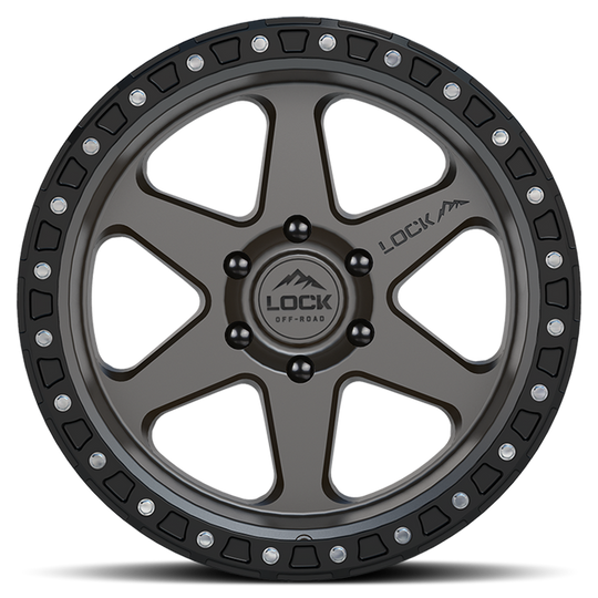 OLYMPUS-8957MGMBR1 - Lock Offroad Olympus 18X9 5X127 ET 1mm Matte Grey With Black Ring - Lock Offroad Wheels Canada