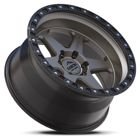 OLYMPUS-7957MGMBR - Lock Offroad Olympus 17X9 5X127 ET -12mm Matte Grey With Black Ring - Lock Offroad Wheels Canada