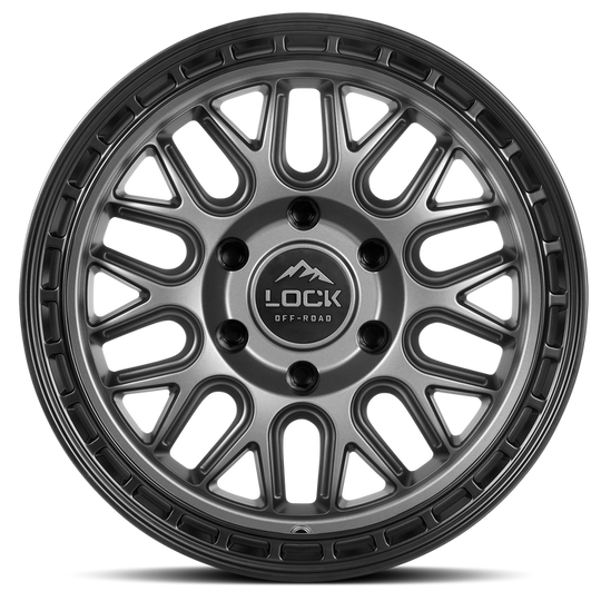 ONYX-7957MGMBR12N - Lock Offroad Onyx 17X9 5X127 ET -12mm Matte Grey With Black Ring - Lock Offroad Wheels Canada