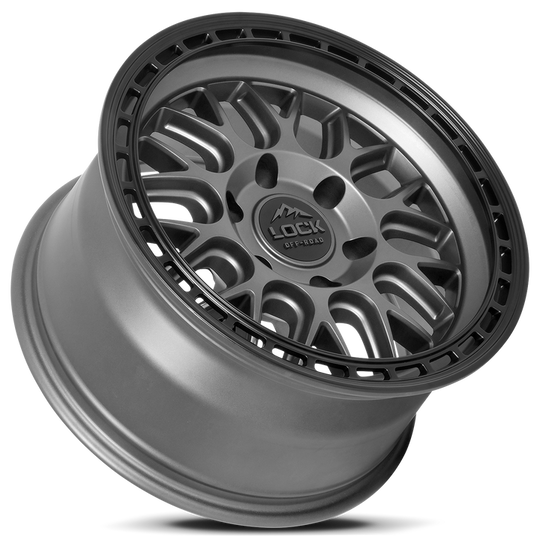 ONYX-7957MGMBR - Lock Offroad Onyx 17X9 5X127 ET 1mm Matte Grey With Black Ring - Lock Offroad Wheels Canada