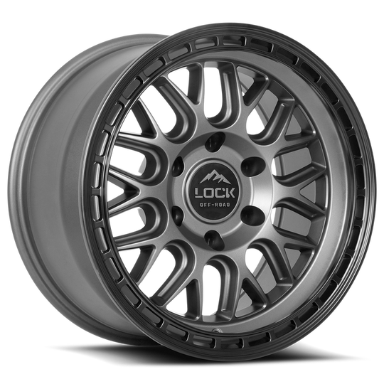 ONYX-7957MGMBR12N - Lock Offroad Onyx 17X9 5X127 ET -12mm Matte Grey With Black Ring - Lock Offroad Wheels Canada
