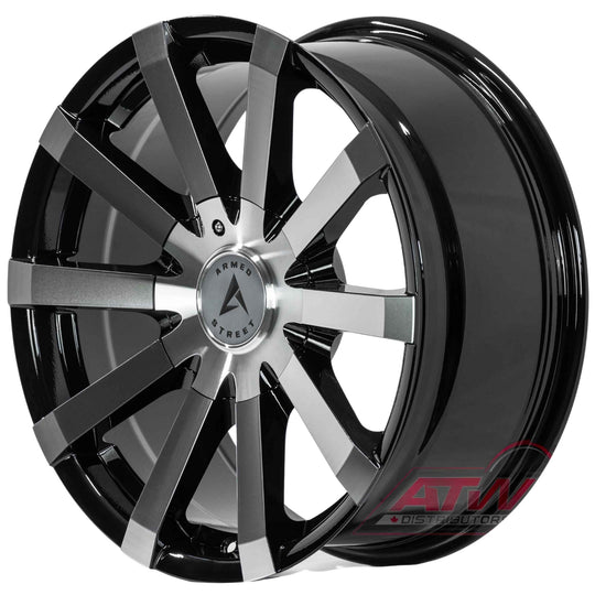 B142-1880-10-109 - Armed Street Outlaw 18X8 Blank ET 35mm Gloss Black Machined - Armed Street Wheels Canada